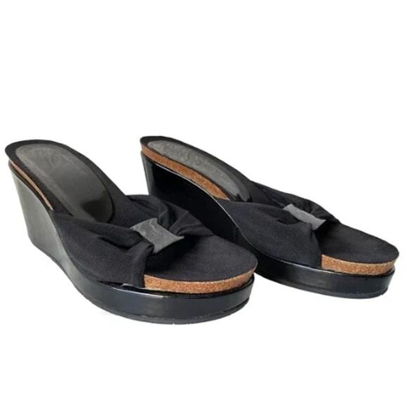 Donald J Pliner Slip-On Wedge Heel Sandals in Black Size 7.5 M - Picture 2 of 5